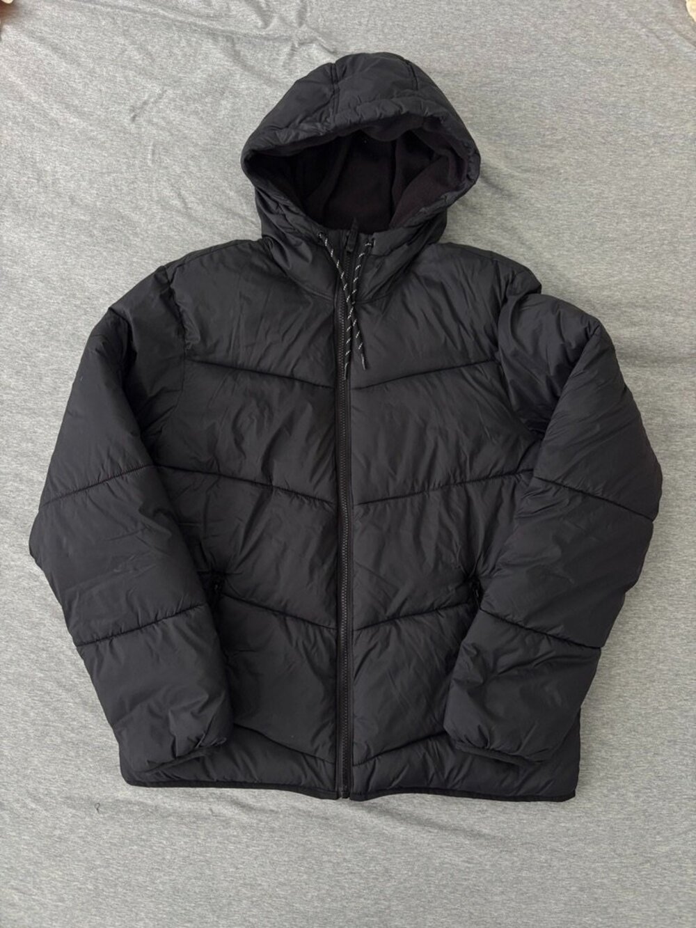 Old Navy Active Puffer Jacket Men M Black Quilted Hooded Winter Gorpcore Coat